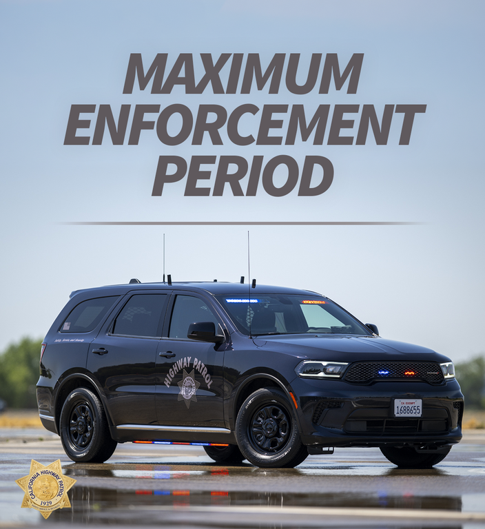 CHP INCREASES PATROL DURING STATEWIDE MAXIMUM ENFORCEMENT PERIOD